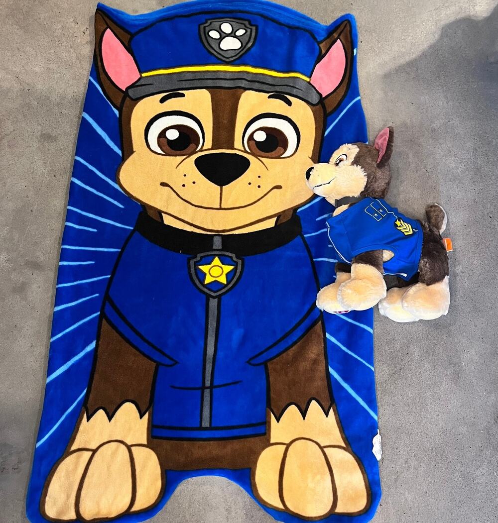 Build a bear Paw Patrol Chase stuffed dog blue toddler blanket sleep sack bundle